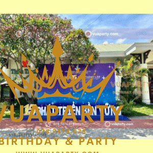 trang trí backdrop kỷ niệm ngày thành lập công ty tại Vua Party