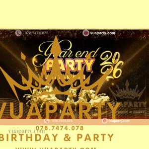 Mẫu thiết kế phông nền trang trí year end party 2025 chào đón tết 2026 tại Vua Party