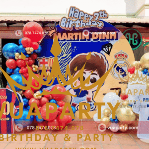 Mẫu trang trí sinh nhật bé trai chủ đề tương tự được Vua Party trang trí mừng sinh nhật bé Martin Dinh