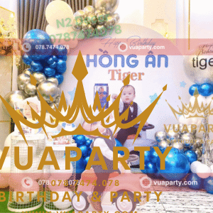 Mẫu trang trí thôi nôi bé trai Tiger do Vua Party trang trí tại nhà hàng Quận 9