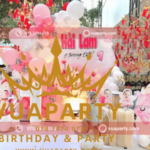 Trang trí thôi nôi bé gái Hải Lam tuổi rồng mới nhất tại Vua Party