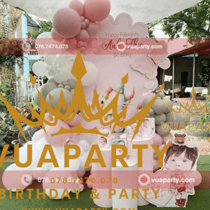 Hình ảnh mẫu trang trí đầy tháng bé Anh Thư của Vua Party