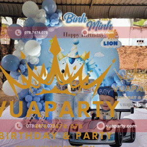 Mẫu trang trí thôi nôi bé LION tuổi rồng 017 thiết kế thi công trang trí bởi Vua Party