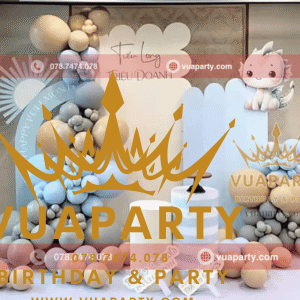 Mẫu trang đầy tháng bé Triệu Doanh tuổi rồng 018 trang trí bởi Vua Party