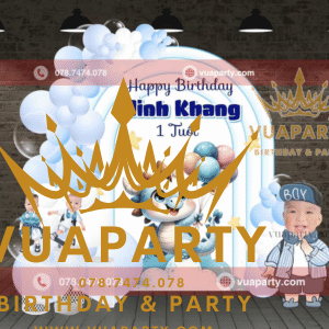 Mẫu thiết kế trang trí thôi nôi bé trai tuổi rồng 07 , được thiết kế tại Vua Party