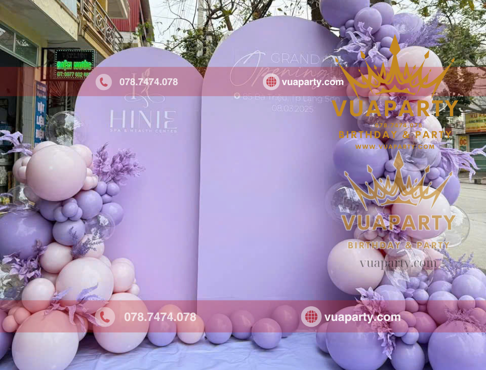 Mẫu trang trí khai trương Spa làm đẹp Hinie Quận 9 do Vua Party thi công trang trí