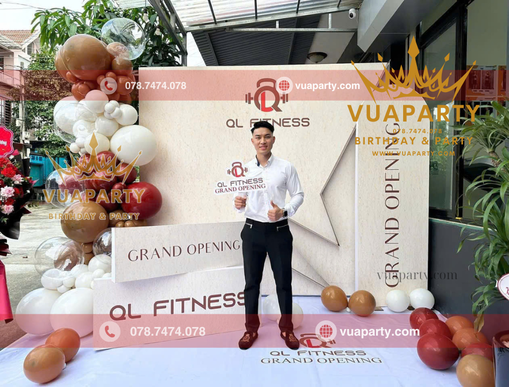 Trang trí khai trương QL Fitness Quận 10 mẫu trang trí khai trương sang trọng đẳng cấp