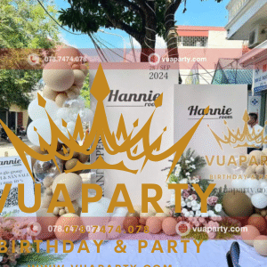 Trang trí bóng bay khai trương kết hợp hoa tươi do Vua Party thi công trang trí