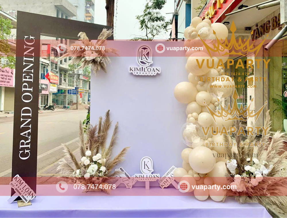 Trang trí khai trương Kim Loan Beauty Gò Vấp do Vua Party thực hiện