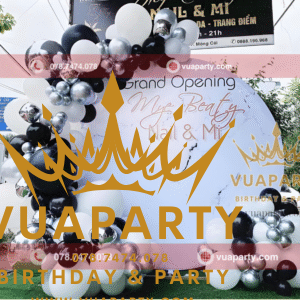 Vua Party giới thiệu Mẫu trang trí khai trương theo phong thuỷ tone màu trắng đen h