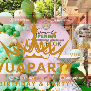 Vua Party cung cấp dịch vụ Trang trí khai trương theo chủ đề thiên nhiên với tone màu xanh tươi mát
