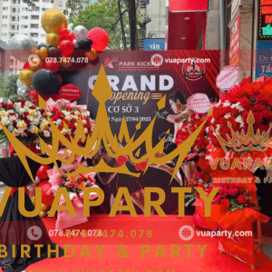 Mẫu trang trí khai trương phòng GYM Quận 4 do Vua Party trang trí