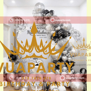 Mẫu trang trí khai trương Ngọc Makeup tại Quận 7 do Vua Party thi công