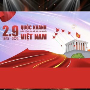 Mẫu phông nền sân khấu ngoài trời Quốc khánh 2-9
