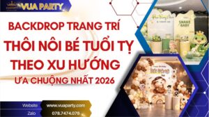 Backdrop thôi nôi bé tuổi tỵ đẹp theo xu hướng 2026