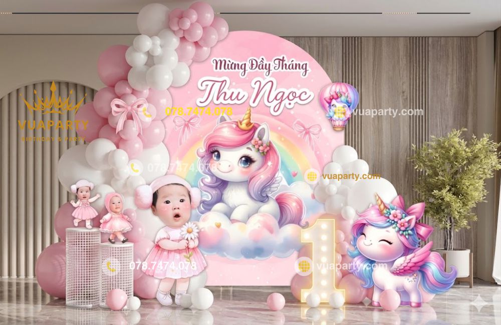 7 MẪU TRANG TRÍ ĐẦY THÁNG BÉ TUỔI NGỌ MỚI NHẤT HIỆN NAY Mẫu Trang Trí Đầy Tháng Bé Gái Tuổi Ngọ Tone Hồng Pony Dễ Thương