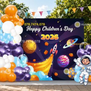 Mẫu Trang Trí Happy Children’s Day Chủ Đề Hành Tinh – Vũ Trụ