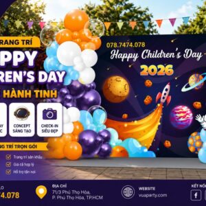 Mẫu trang trí happy childrens day chủ đề hành tinh
