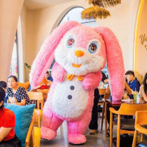 Cho thuê mascot thỏ hồng tai dài