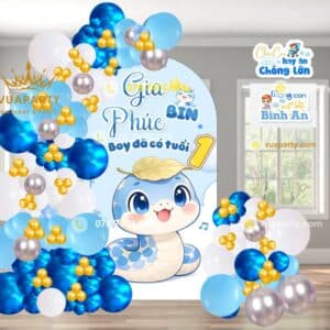 Thiết kế trang trí thôi nôi bé trai tuổi Tỵ Gia Phúc