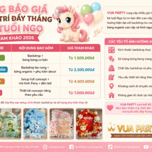 Bảng giá dich vụ trang trí đầy tháng bé tuổi ngọ