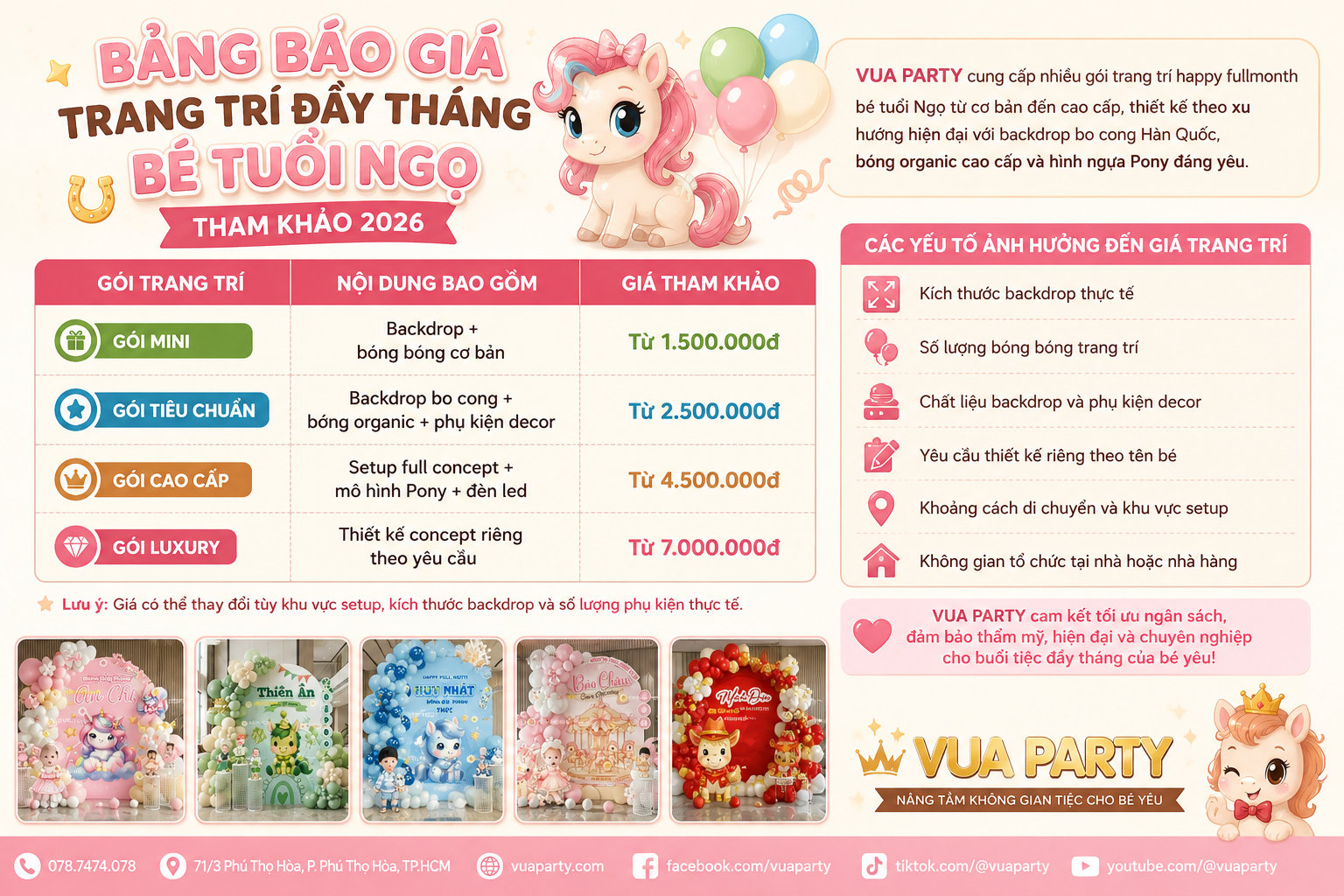 7 MẪU TRANG TRÍ ĐẦY THÁNG BÉ TUỔI NGỌ MỚI NHẤT HIỆN NAY Bảng giá dich vụ trang trí đầy tháng bé tuổi ngọ