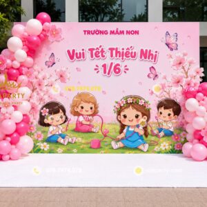 Mẫu trang trí 1/6 trường mầm non đơn giản tiết kiệm chi phí