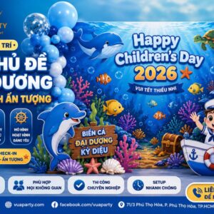 Mẫu trang trí 1/6 chủ đề đại dương tone xanh