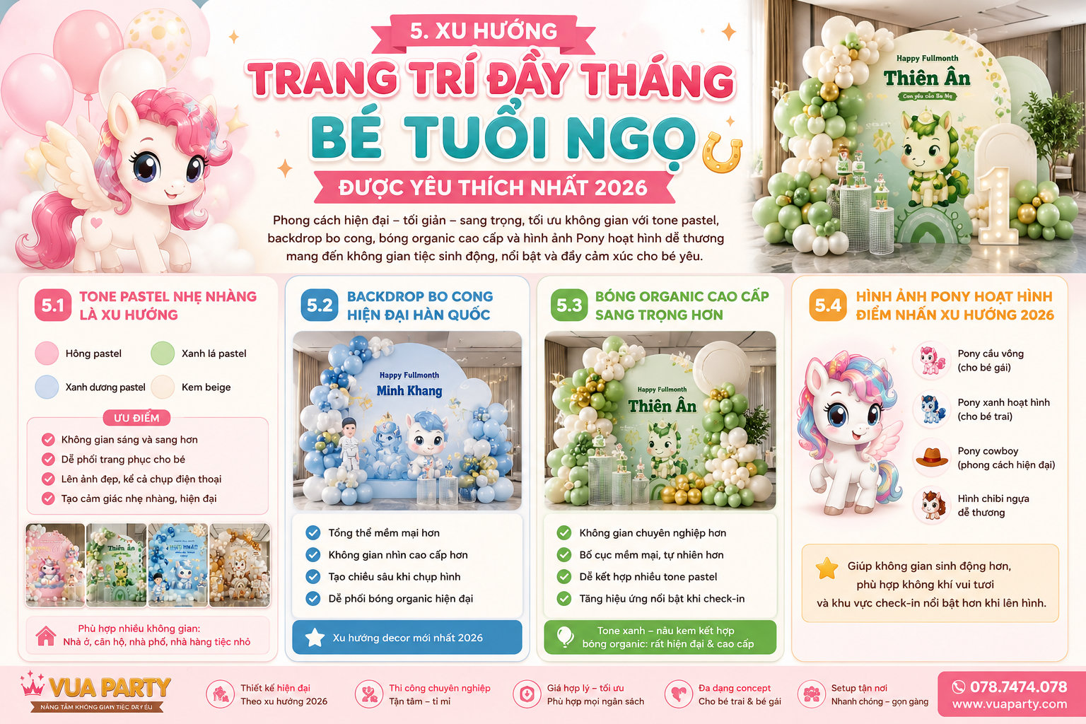 7 MẪU TRANG TRÍ ĐẦY THÁNG BÉ TUỔI NGỌ MỚI NHẤT HIỆN NAY Xu hướng trang trí đầy tháng bé tuổi ngọ mới nhất hiện nay