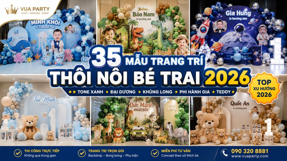 35 Mẫu trang trí thôi nôi bé trai theo xu hướng 2026
