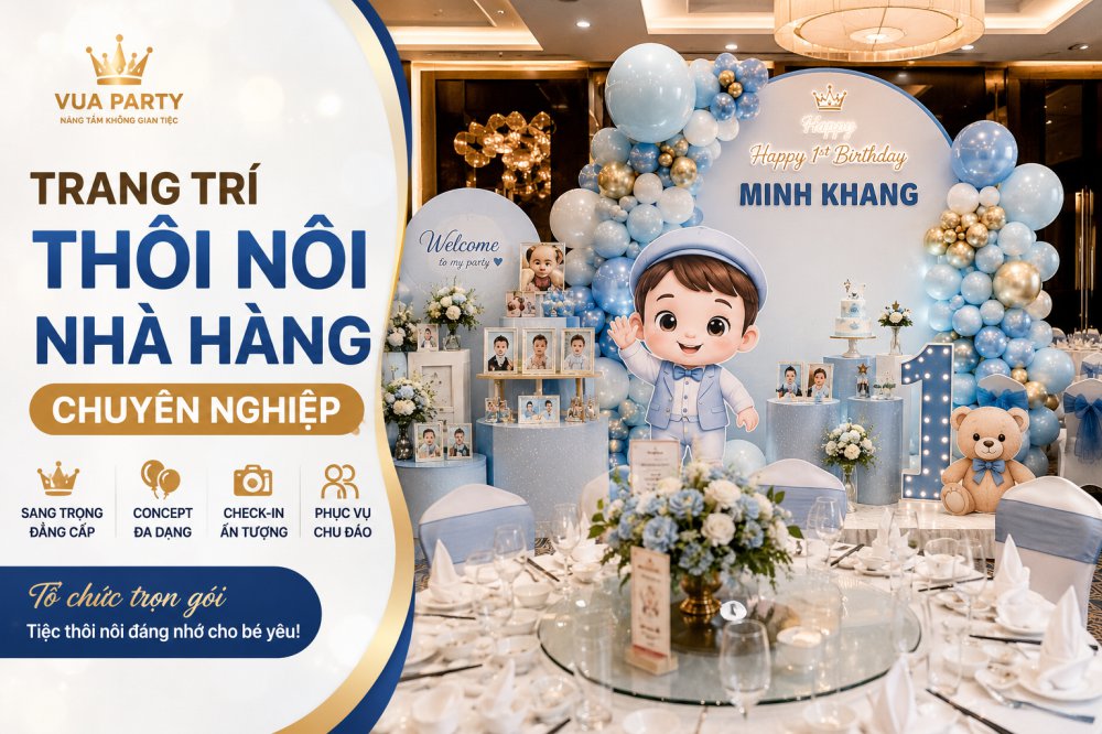 Trang trí thôi nôi tại nhà hàng chuyên nghiệp