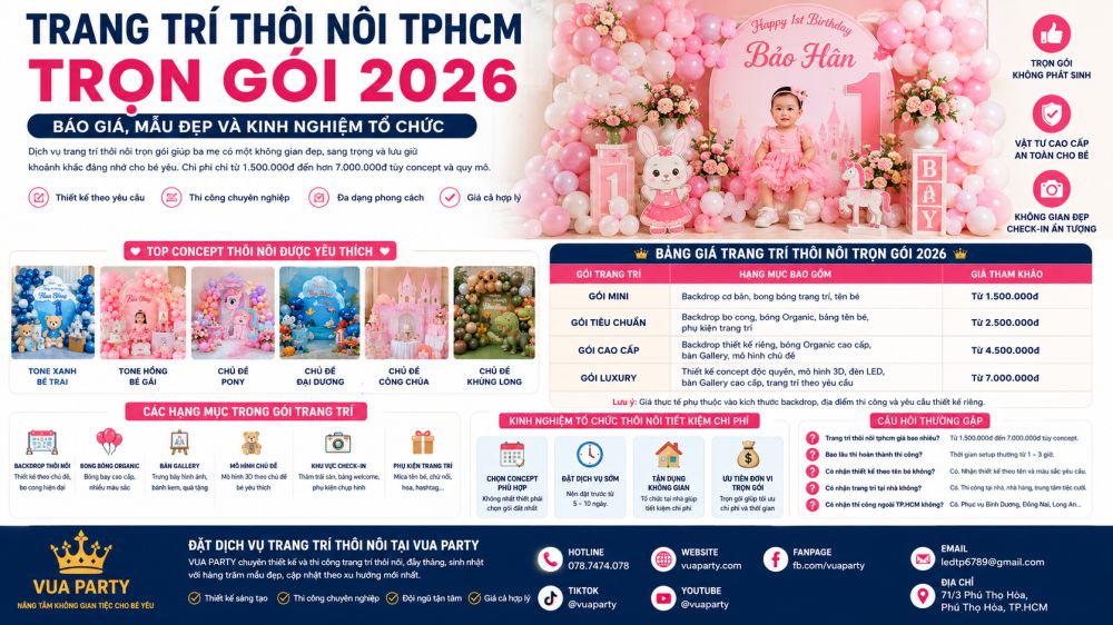 Trang trí thôi nôi tphcm trọn gói 2026